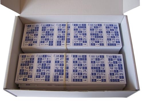 KEKA 3.600 Cartones de Bingo de 90 Bolas Pack Ahorro 20% (6 Series de 600 cartones Azules)