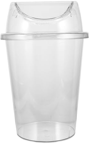 Luxshiny Poubelle Transparente Plastique Ronde Capacité Avec Couvercle Pivotant Pour Salle De Bain Chambre Cuisine Bureau À Domicile