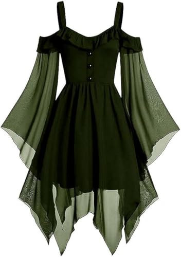 Lxitoler Vampir Halloween Kostüme Halloween Kostüme Punker-Kleid Steampunk Kostüm Damen Wikinger Kostüm Damen Steampunk Kleider Für Feierliche Anlässe Vampir Kostüm Damen Kleid Mit Trompetenärmel