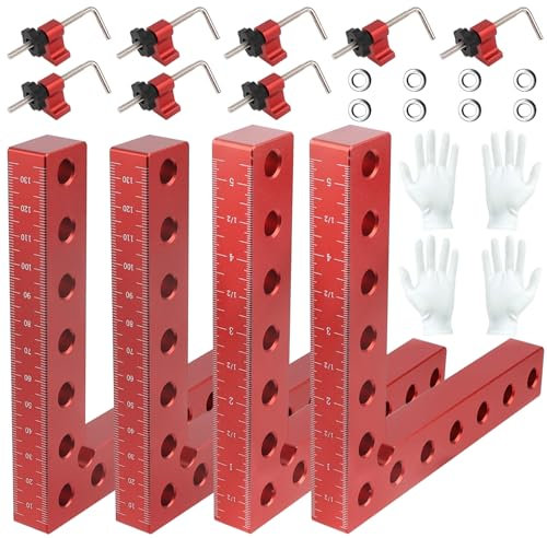 Corner Clamps for Woodworking, 4Pack 5.5 inch 90 Degree Clamp,Wood Working Tools and Equipment, L Square Aluminum Angle Clamp Tool