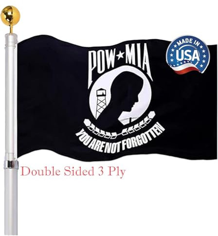 Pow Mia-Flagge, 7,6 x 12,7 cm, doppelseitig, strapazierfähig, 3-lagig, Militär-Flaggen, Doppelnähte, für Zuhause, Firma, drinnen und draußen