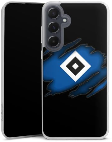 Slim Case kompatibel mit Samsung Galaxy A 55 5G Silikon Handyhülle transparent Hülle extra dünn Hamburger SV HSV Offizielles Lizenzprodukt