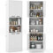 COSTWAY Buffet Cuisine Haut 190 cm, Meuble Rangement, 2 Placard, 2 Doubles Portes, 6 Etagères, Kits Anti-Basculement, Vaisselier, Armoire pour Salle de Bain (Blanc)