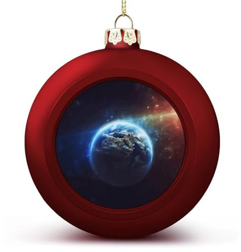 SKTNBM Weihnachtsbaumschmuck, hängende Kugeln, Weltraumplanet, Erde, Weihnachtskugeln für Weihnachtsbaum, Hochzeit, Party, Dekoration, 2 Stück