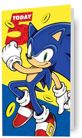 sonic the hedgehog, age 5, birthday card