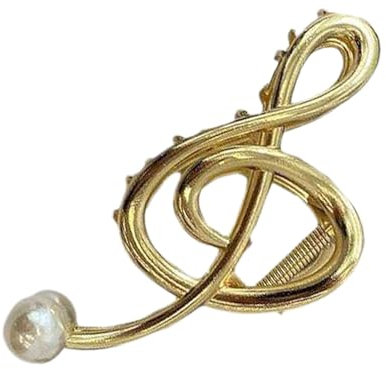 Violinschlüssel-Haarspange, Musiknoten-Haarklammer mit Perle, rutschfeste Metall-Haarnadeln, einzigartiges Design, elegante Musiknote, starke Haarnadeln für Frauen und Mädchen, geeignet für dickes