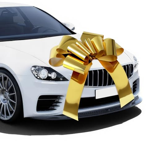 Moosono Große Gold Schleife für Auto, Geschenkschleifen Große, Riesige Autoschleife, Car Bow für Fahrrad und Schleife mit Saugnapf,18 Geburtstag Auto(23 inches)