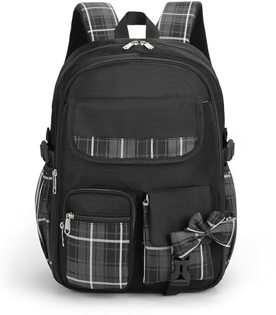 Ternbay Niedlicher Schulrucksack für Mädchen Buchtasche für Mittelschüler Geräumige Schultasche für Mädchen Schwarz