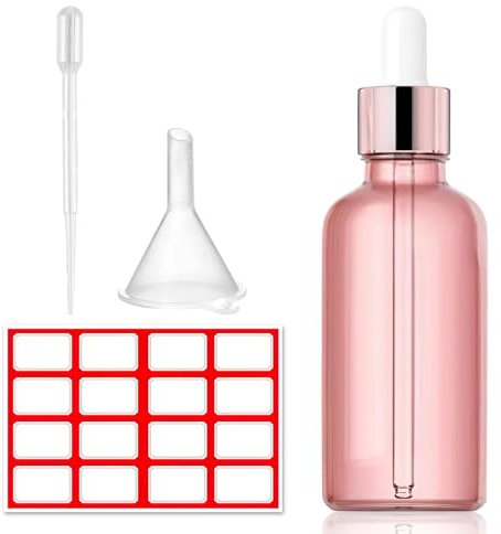 OnrySxn Pink Glass Dropper Bottle, 30ml Reusable Dropper Bottles Leak Proof Travel Bottles Refillable for Essential Oils Massage Flavouring Labs Aromatherapy