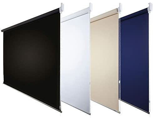FENSTERDECOR Verdunkelungs-Rollo 100x180 cm (BxH) in Schwarz I Verdunkelung I Fensterrollo innen mit flexiblem Seitenzug I Verdunkelnd & Blickdicht