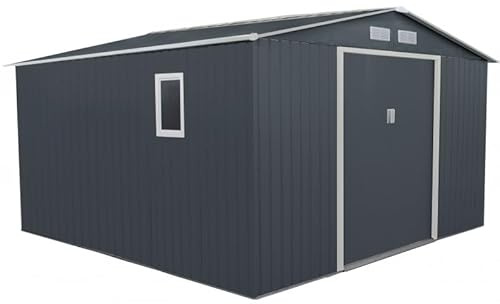 X-Metal Abri de Jardin Métal Anthracite 10,85m² | Hauteur Parois 175cm | Fenêtre Latérale | Kit Ancrage Inclus | Abri à Outils Abri de Rangement Extérieur