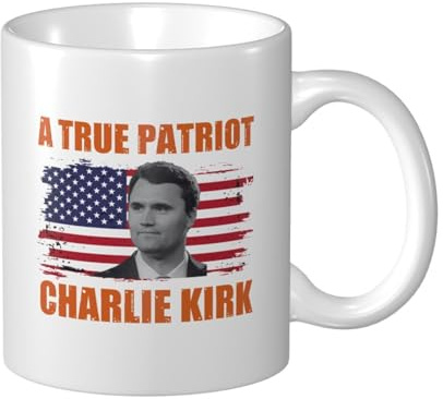 Charlie Kirk, ein wahrer Patriot, 325 ml, umweltfreundliche Keramiktasse mit dickem Boden und glattem Rand, langlebige und bequeme Tasse für Kaffee, Tee und den täglichen Gebrauch zu Hause, im Büro od