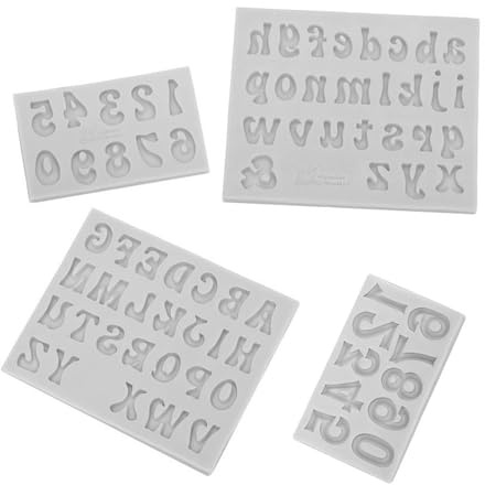 4 Stück 3D Gießform Buchstaben Set, A-Z Buchstaben, 0-9 Zahlen Kuchenformen