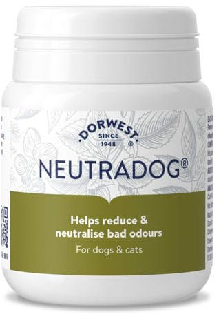 DORWEST HERBS Dorwest Neutradog Tablets For Dogs And Cats, 100 Tablets, Odour Absorbing Supplements for Dogs and Cats – For Neutralising Smells via Natural Removal, Green