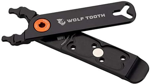 Wolf Tooth Master Link Zange – Packzange | Fahrrad-Multifunktionszange mit Fahrradreifenhebern, Ventilkernentferner | Kettenzange, Kettengliederzange 9/10/11/12 Gang Fahrradreparatur | Orange