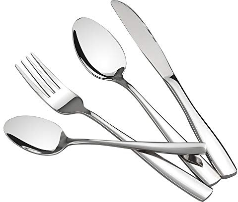 Mayish 32 Pieces Silver Stainless Steel Cutlery Set, Spoon Fork Knife, Service for 8