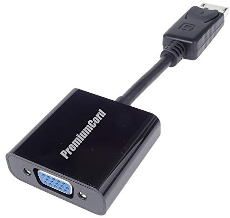 PremiumCord DisplayPort auf VGA Adapter, Video Full HD 1080p 60Hz, DisplayPort Stecker auf VGA Buchse, Länge: 15cm, schwarz