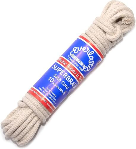 Everlasto Cordon en Coton Naturel tressé « Superbraid » - Fabriqué au Royaume-Uni - N° 9 (7 mm) (10 m)
