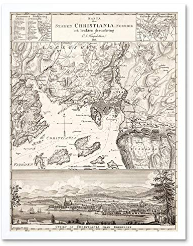 Map Hagelstram 1816 Christiana Oslo Norway Art Print Framed Poster Wall Decor 12x16 inch Karte Christus Norwegen Wand Deko