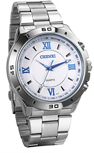 JewelryWe Herrenuhr Quarz Analog Armbanduhr 30m wasserdichte Business Casual Uhr mit Edelstahl Armband und Leuchtend Zeiger für Herren Männer Silber