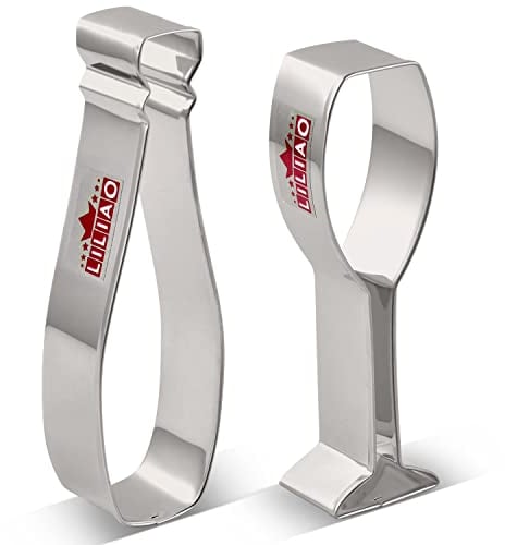 LILIAO Champagne Cookie Cutter Set Wedding Fondant Biscuit Cutters - 2 Piece - Champagne: 5 inches and Champagne Glass: 4.5 inches - Stainless Steel