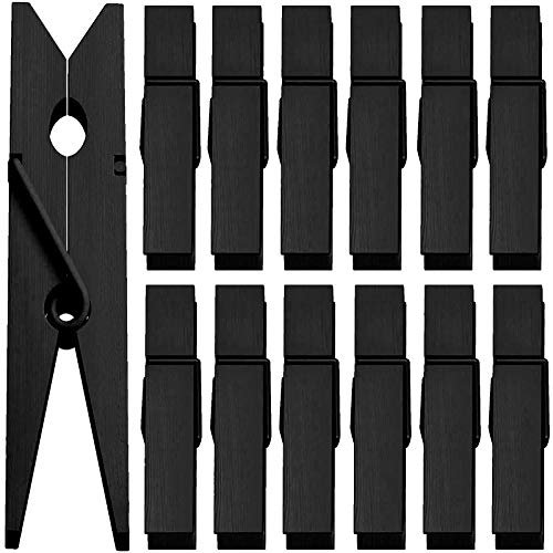 ANJUU 50 Bunte Wäscheklammern aus natürlichem Holz, für Fotopapier, zum Basteln, für Zuhause, Kunst, Handwerk, Dekoration, 7 cm (schwarz)