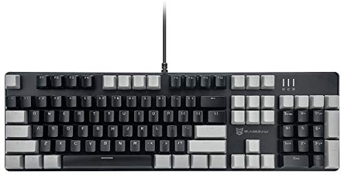 Merdia Teclado mecánico teclado para juegos con interruptor negro con cable teclado retroiluminado blanco tamaño completo 104 teclas US Layout (negro y gris)