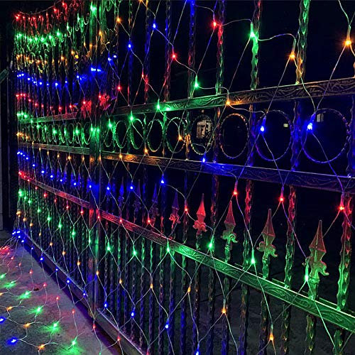 LZQ LED Lichternetz Lichtervorhang 6 x 4m, Lichterketten Vorhang RGB, 8 Modi Dimmbar Kupferdraht mit Stecker für Party Weihnachten Außen Innen Schlafzimmer