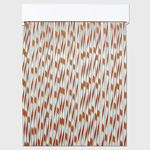 Cortinas Exterior Puerta de Cordon Arae | Material Plastico PVC y Barra Aluminio | Ideal para Terraza y Porche | Antimoscas | Naranja | 210 * 90