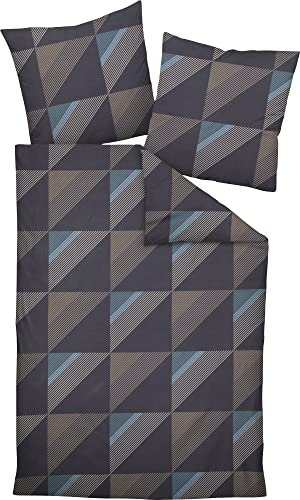 Janine Mako-Satin-Bettwäsche J.D. 200x220 cm + 2X 80x80 cm nachtschattenblau