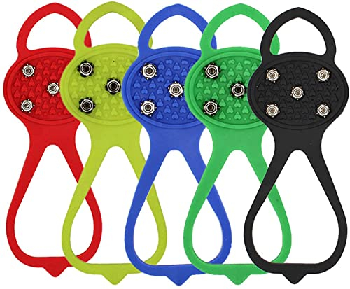 Universal Non-Slip Gripper Spikes, Ice Cleats Crampons with 5 Anti Slip Studs Non-Slip Ice Grips Traction Grippers,Suitable for All Type of Shoes,Hiking on Ice Snow Ground Women Men (Black)