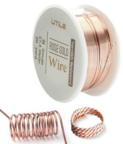 UTILE 24-Gauge Soft 99% Copper Wire, 90 ft /30-Yards, Jewelry, Beading and Craft Wire, Tarnish Resistant for Jewelry Making, Making Hobby Craft, Decorations, Floral Décor - Rose Gold (1 Pack)