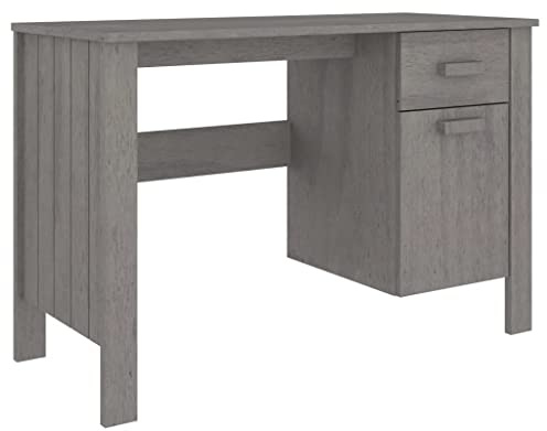 vidaXL Desk HAMAR Light Grey 113x50x75 cm Solid Wood Pine