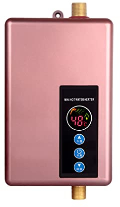 Tankless Durchlauferhitzer Elektrisch,CEIEVER Tankless Shower Warmwasserbereiter mit LED-Anzeige 220V 5500W Sofortiger elektrischer Durchlauferhitzer für die Dusche im Badezimmer (Roségold)