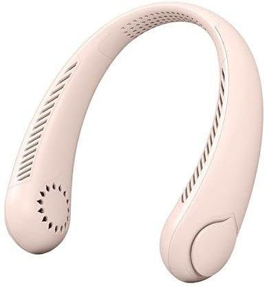 Portable 4000mAh Neck Fan - Rechargeable USB Necklace Design With 360° Cooling, 3 Speeds, Headphones Design for Outdoor Sports, Indoor Office (Pink)