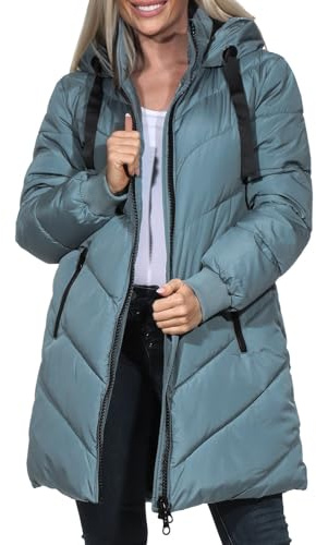 JACQUELINE de YONG JDY Damen Steppjacke JDYSkylar Padded gesteppter Parka mit Kapuze 15207784 Stormy Weather/Black L