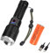 Linterna de Alta Potencia Recargable, Linterna Táctica Superbrillante de 20000 Lúmenes con 3 Modos, Zoomable, Linternas de Mano Impermeables IPX6 para Exteriores, Camping, Senderismo, Emergencias