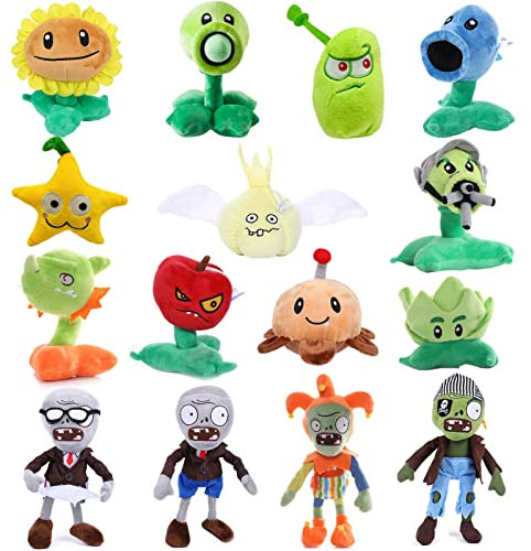 15 Uds PVZ Plush Mini Zombies Plantas Set Juguetes PVZ 1 2 Peluche Suave Zombies Muñeca Plantas Peluche Juguete Nuevo