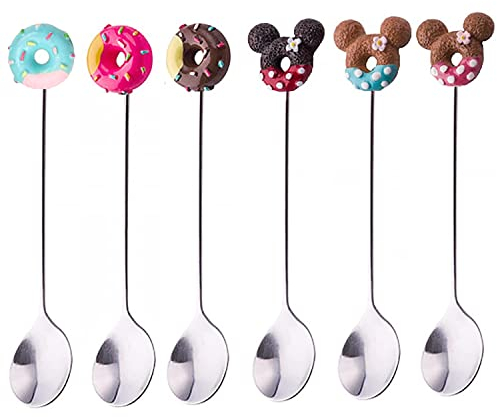 6 Pezzi Cucchiaini da Caffè, Cucchiai da Dessert in Acciaio Inossidabile, Circa 13 cm di Lunghezza, Adatto per Frutta Torte Bevande Calde al Caffè Gelati (6 Colori)