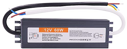LED Trafo 12V 60W, AC110-250V zu DC12V LED Netzteil Schaltnetzteil, Industrielle Spannungsregulierung am Ausgang Konverter, Wasserdicht IP67 Netzteiladapter Transformator für LED Streifen Beleuchtung