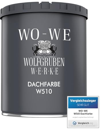 WO-WE Dachfarbe Sockelfarbe Dachbeschichtung W510 Rustikal Rot 750ml | Deckstark, UV-fest, Für Ziegel, Beton & Faserzement, Spritzbar, Wasserdünnbar, Lösemittelfrei, Dachziegelfarbe, Eternitfarbe