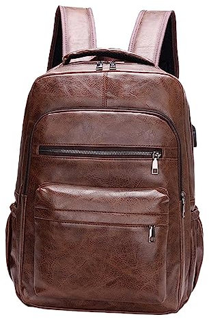 F Fityle Zaini per Pc Portatili Zaino per Laptop Zaino in Pelle Sintetica Uomo per Notebook, Con Spallacci Regolabili E Maniglia Superiore, Impermeabile, 28 Cm X 15 Cm X 43 Cm, CAFFÈ