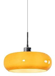 MODEBHD Gelber Lampenschirm aus Glas, Pendelleuchte, italienische Klassische Hängelampen, Eisenzubehör, Deckenlampen, E27-Sockel, Kronleuchter, verstellbare Decken-Hängelampe, Esszimmer, Flur