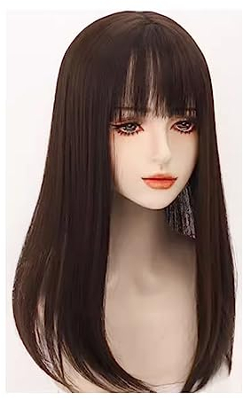 SAFWEL Unsichtbare Echthaar-Topper für Frauen, Clip-in-Topper mit Pony, Fransen, glattes Haar für Haarvolumen, täglicher Gebrauch (Schwarz, 50 cm)