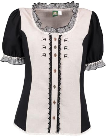 OS Trachten Kurzarm Trachtenbluse mit Rundhalsausschnitt Shine
