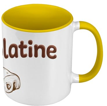 Mug de Couleur Qualité Premium Jaune - Team Chocolatine Humour Blague Toulouse Sud - Tasse avec anse et intérieur de couleur