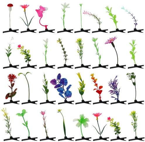 100pcs Plant Hairpins, Cute Bean Sprout Hair Clip Funny Mushroom Hair Clips Grass Hair Clip Flower Plant Hair Clip Butterfly Hair Clips Hair Accessories Gift (Mixed Style)