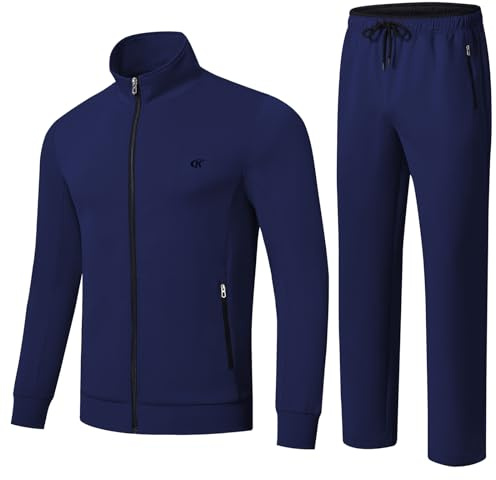 Huayuzh Trainingsanzug Herren 2 Piece Trainingsanzug Set Sportanzug Reißverschlusstasche Jogging Fitness Gym Hausanzug
