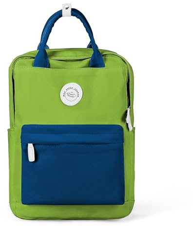 HYC00 Schulrucksack Mädchen Jungen Teenager College Rucksack Schule Damen Quadratische Schultasche 14 Zoll Laptop Rucksack Bag Schulranzen Schultaschen School Backpack Girls Tagesrucksäcke, Blau Grün