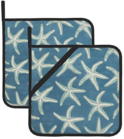 Ensemble de maniques pour cuisine et four (20,3 x 20,3 cm) Étoile de mer en laine côtière
